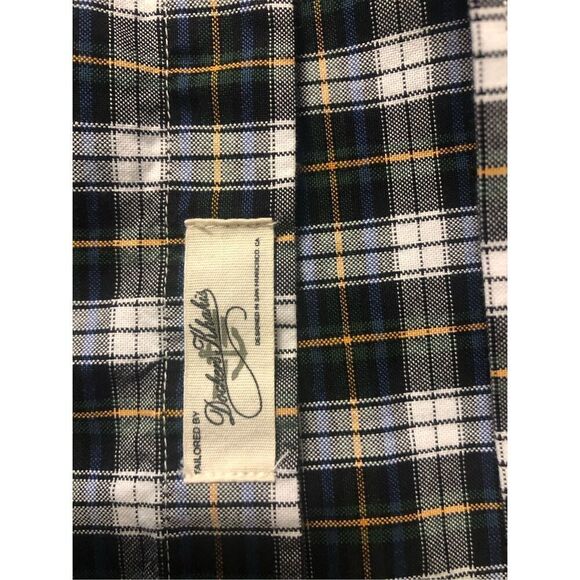 Dockers Mens Blue and White Gingham Plaid Collared Long Sleeve Button Up Shirt S - Picture 6 of 8